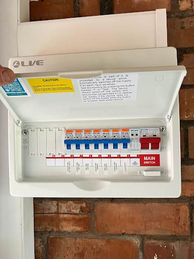 Installed consumer unit with circuit breakers